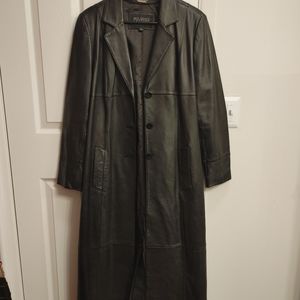 Wilson's Leather Ankle Length trench coat Black